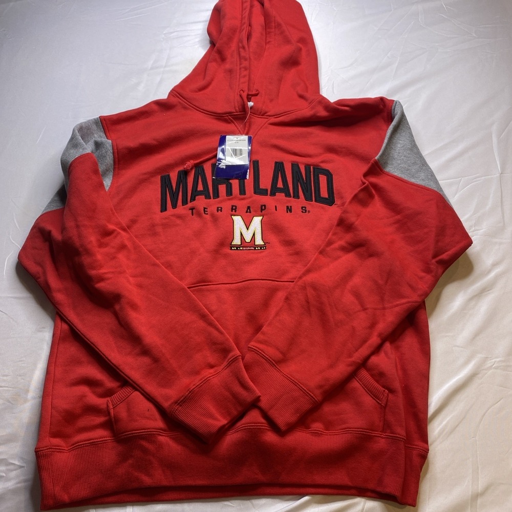 Maryland Tarrapins Men's Hoodie Size Large Red And Grey